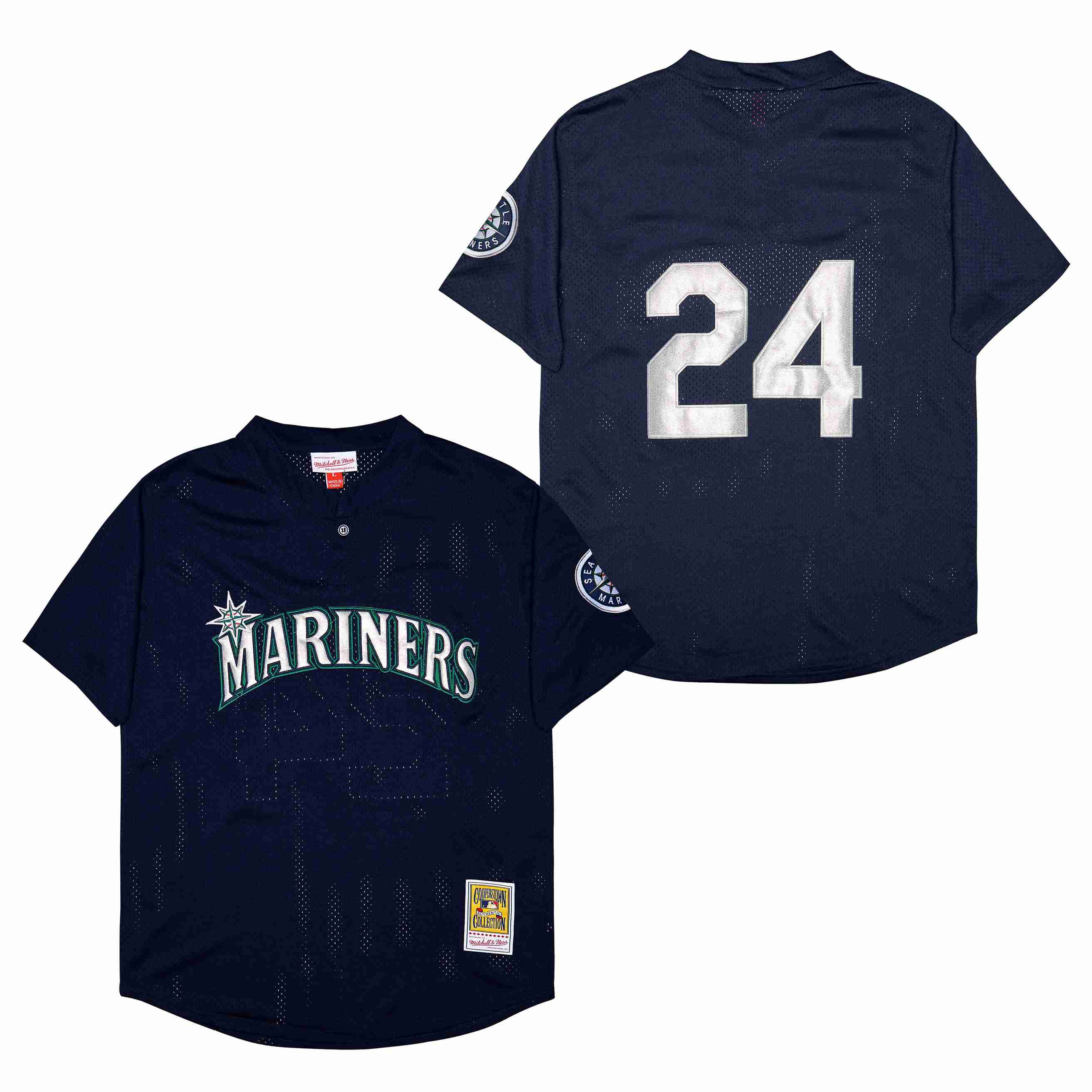 Cheap Men Seattle Mariners 24 Griffey dark blue Throwback Game MLB Jersey